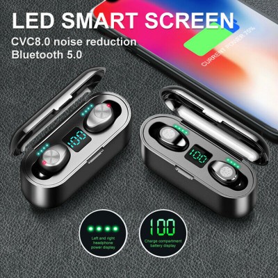 8D Stereo 2000Mah F9-5 True Wireless F9-1 Mini Bass Earbuds F9 With Charging Case Lcd Display Headphone